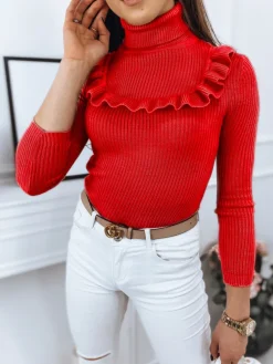 Swetry Damskie>Dstreet Sweter damski NOAH czerwony MY1451