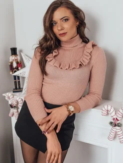 Swetry Damskie>Dstreet Sweter damski NOAH jasnoróżowy MY1402