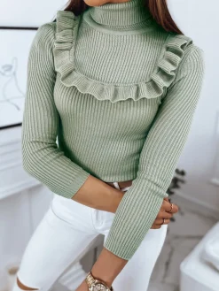 Swetry Damskie>Dstreet Sweter damski NOAH jasnozielony MY1406