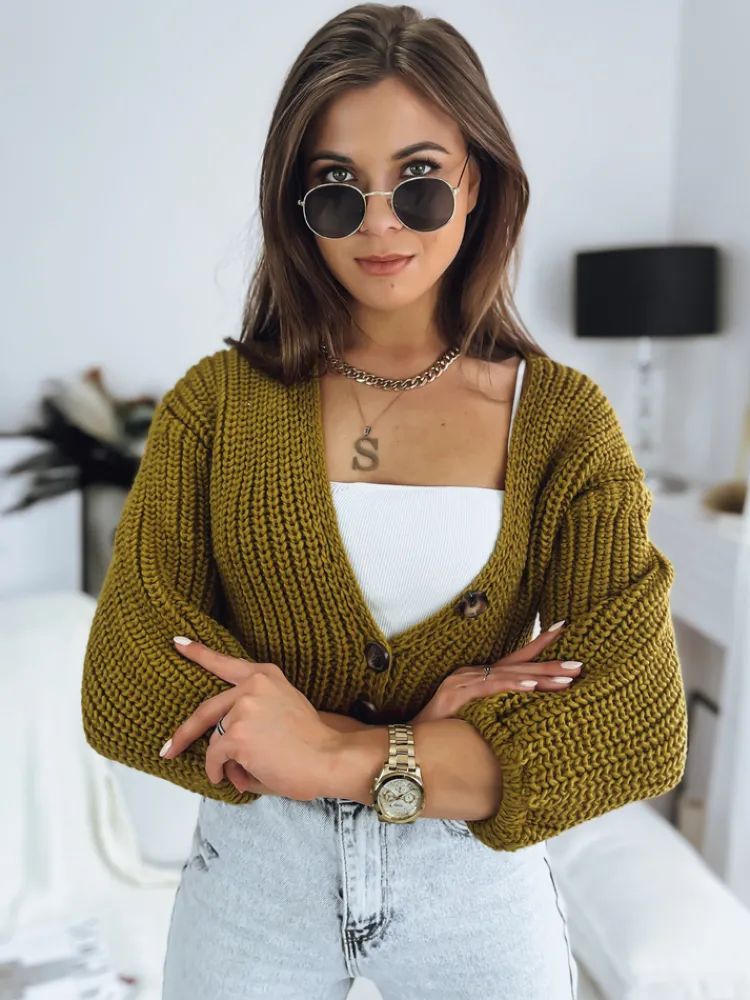 Swetry Damskie>Dstreet Sweter damski NUTI musztardowy MY1673