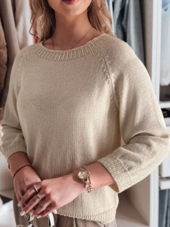 Swetry Damskie>Dstreet Sweter damski one size oversize SOFTICAN beżowy MY2432