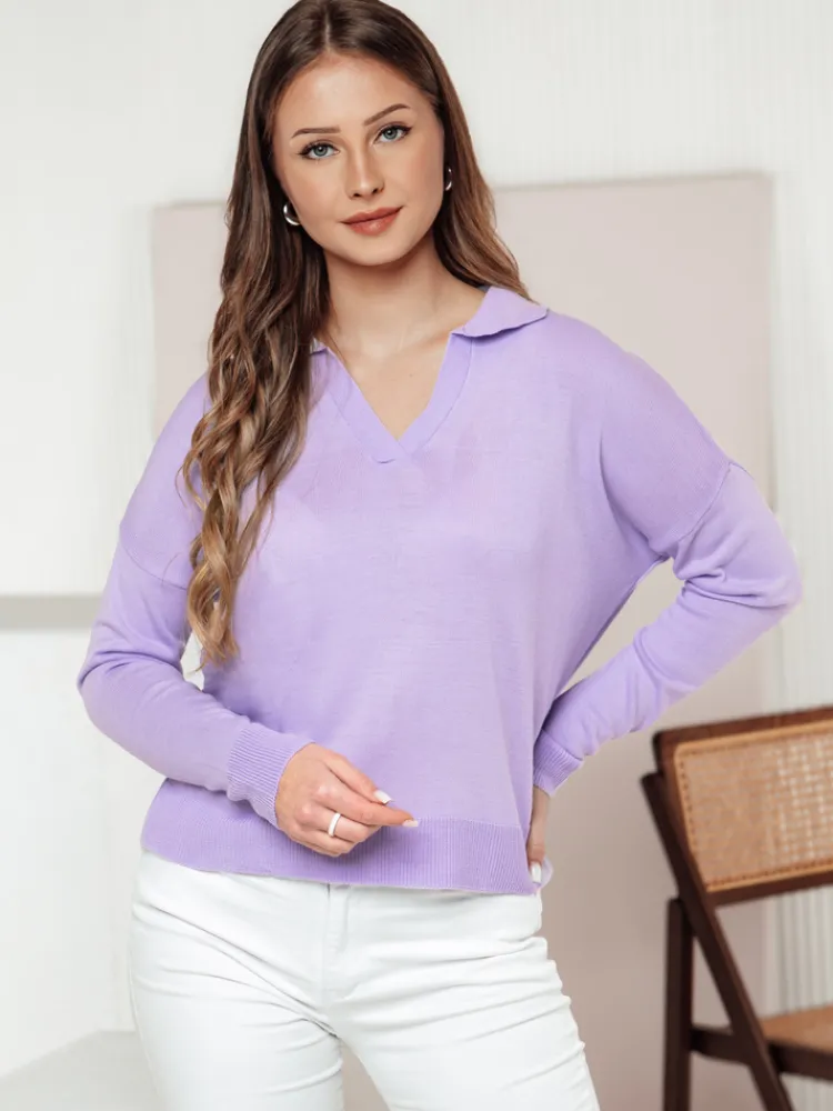 Swetry Damskie>Dstreet Sweter damski one size oversize VISTILLA wrzosowy MY2416