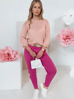 Swetry Damskie>Dstreet Sweter damski one size oversize SOFTICAN pudrowy róż MY2431