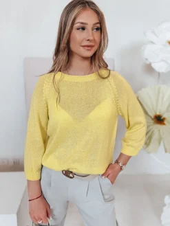 Swetry Damskie>Dstreet Sweter damski one size oversize SOFTICAN żółty MY2435
