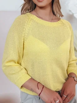 Swetry Damskie>Dstreet Sweter damski one size oversize SOFTICAN żółty MY2435