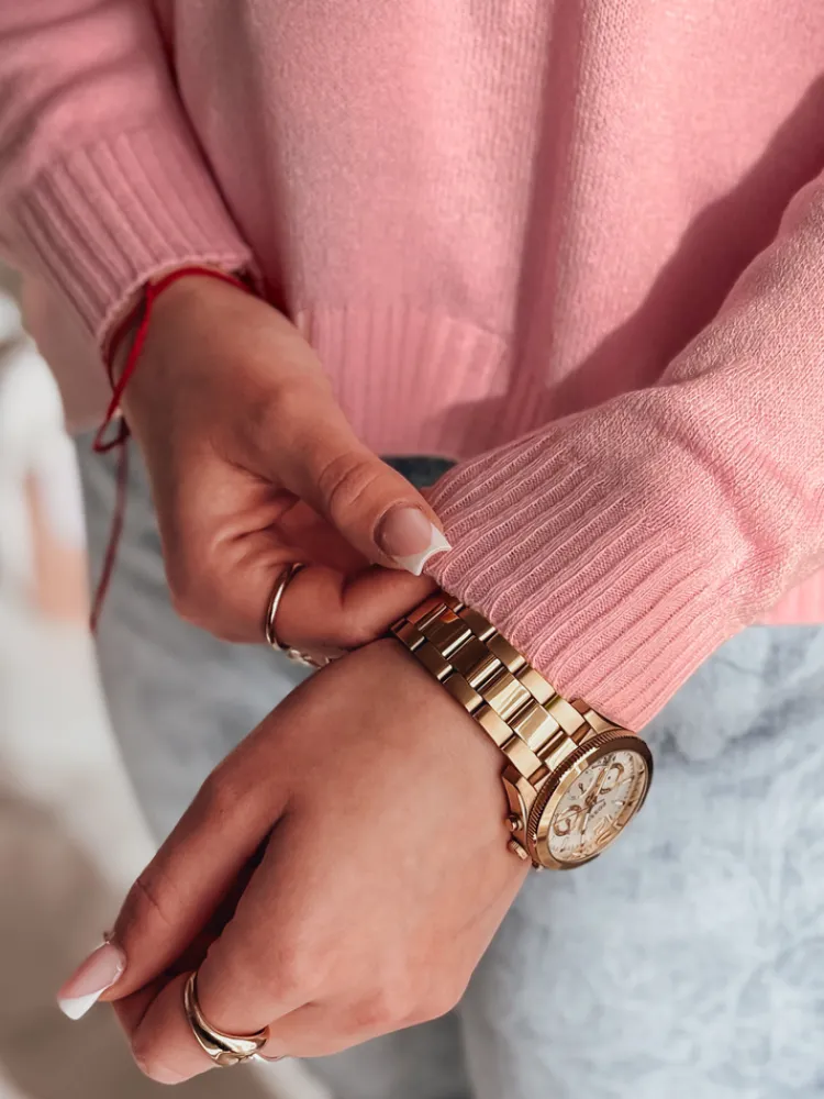 Swetry Damskie>Dstreet Sweter damski one size oversize gładki SENZIA różowy MY2447