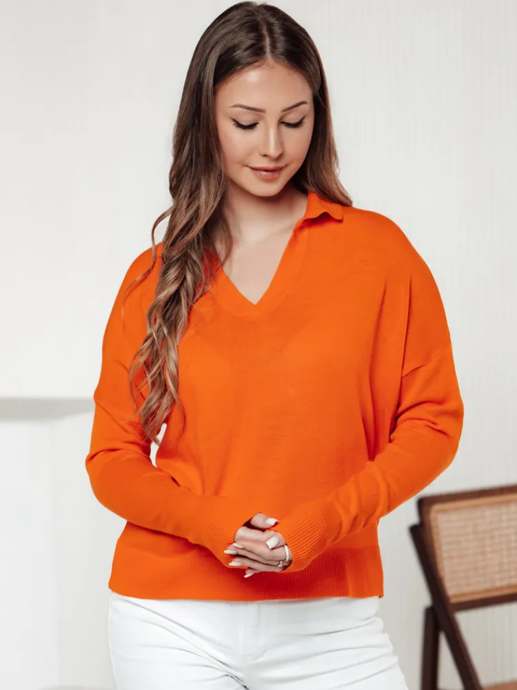 Swetry Damskie>Dstreet Sweter damski one size oversize VISTILLA pomarańczowy MY2414
