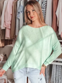 Swetry Damskie>Dstreet Sweter damski one size oversize gładki SENZIA miętowy MY2445