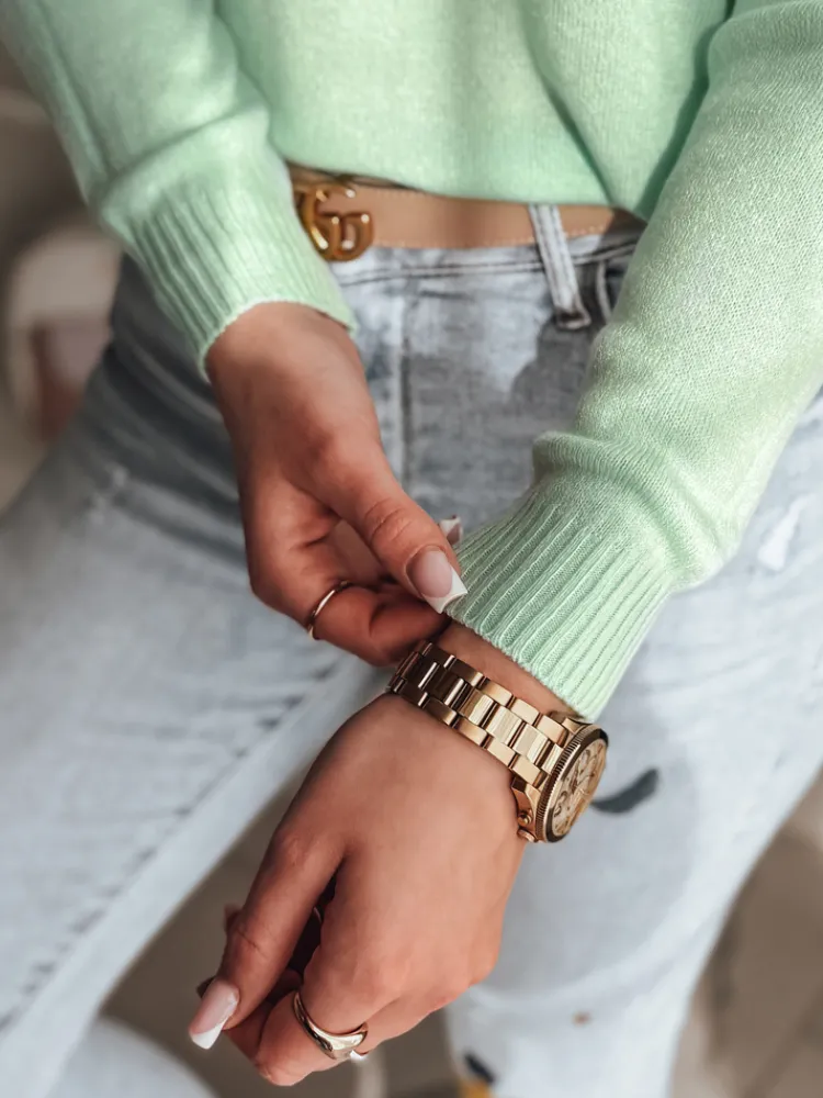 Swetry Damskie>Dstreet Sweter damski one size oversize gładki SENZIA miętowy MY2445