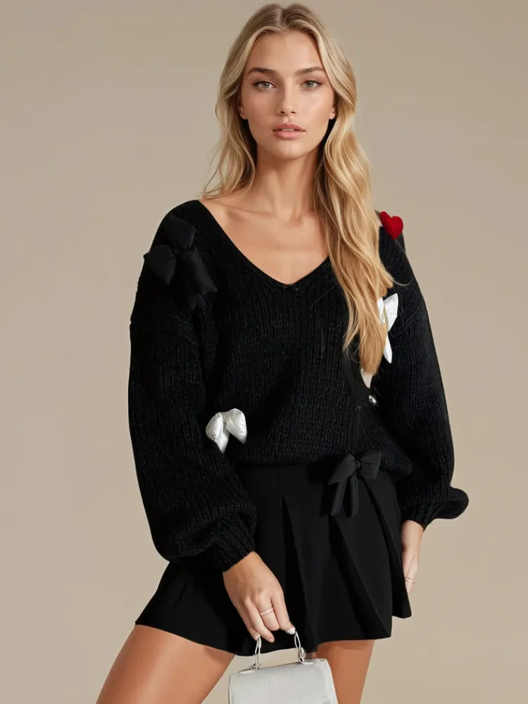 Swetry Damskie>Dstreet Sweter damski one size PUREBOW czarny MY2364