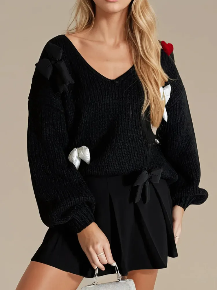 Swetry Damskie>Dstreet Sweter damski one size PUREBOW czarny MY2364