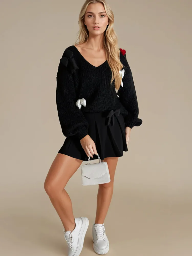 Swetry Damskie>Dstreet Sweter damski one size PUREBOW czarny MY2364