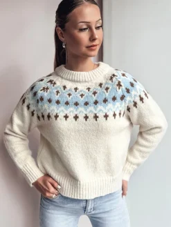 Swetry Damskie>Dstreet Sweter damski one size SKADOVA jasnobeżowy MY2351