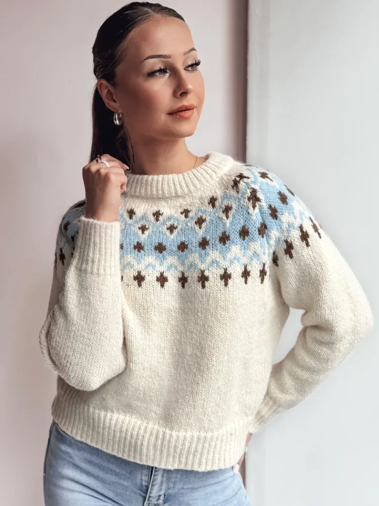 Swetry Damskie>Dstreet Sweter damski one size SKADOVA jasnobeżowy MY2351