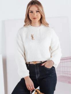 Swetry Damskie>Dstreet Sweter damski oversize BILLIS ecru MY2284