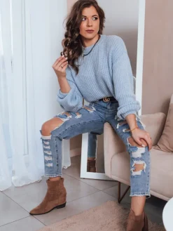 Swetry Damskie>Dstreet Sweter damski oversize BILLIS jasnoniebieski MY2285