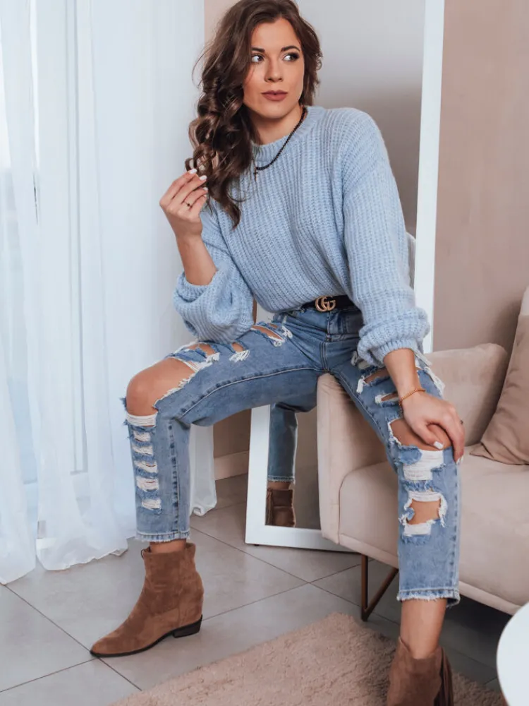 Swetry Damskie>Dstreet Sweter damski oversize BILLIS jasnoniebieski MY2285