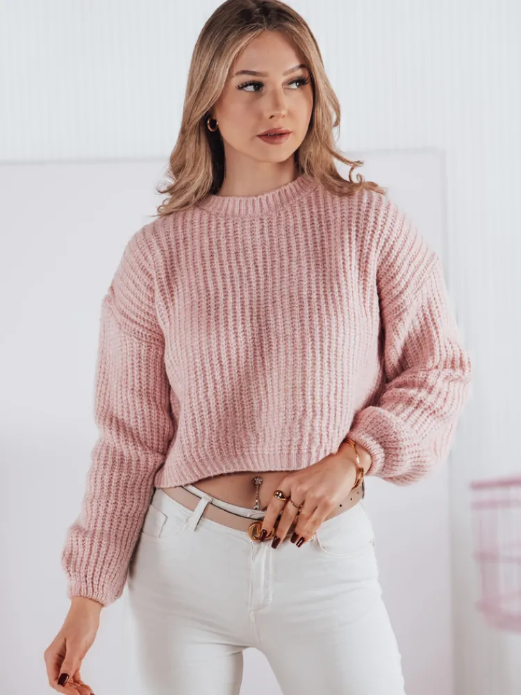 Swetry Damskie>Dstreet Sweter damski oversize BILLIS różowy MY2283