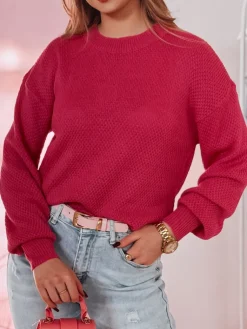 Swetry Damskie>Dstreet Sweter damski oversize EMERALD fuksja MY2125