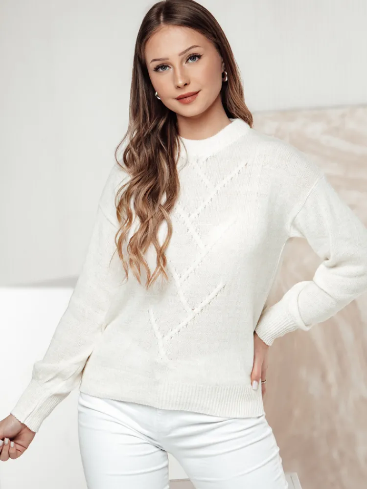 Swetry Damskie>Dstreet Sweter damski oversize FEMWEAVE ecru MY2390