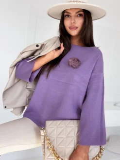 Swetry Damskie>Dstreet Sweter damski oversize GAIA fioletowy MY2010