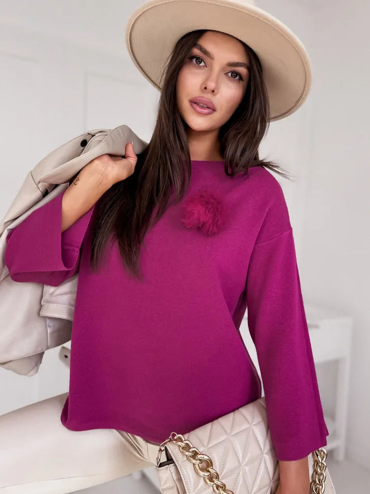 Swetry Damskie>Dstreet Sweter damski oversize GAIA bordowy MY2009