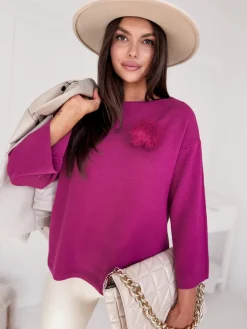 Swetry Damskie>Dstreet Sweter damski oversize GAIA bordowy MY2009