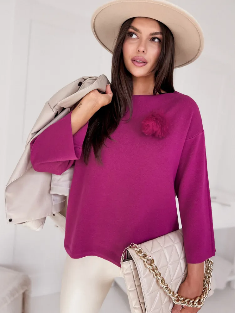 Swetry Damskie>Dstreet Sweter damski oversize GAIA bordowy MY2009