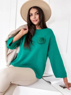 Swetry Damskie>Dstreet Sweter damski oversize GAIA zielony MY2008