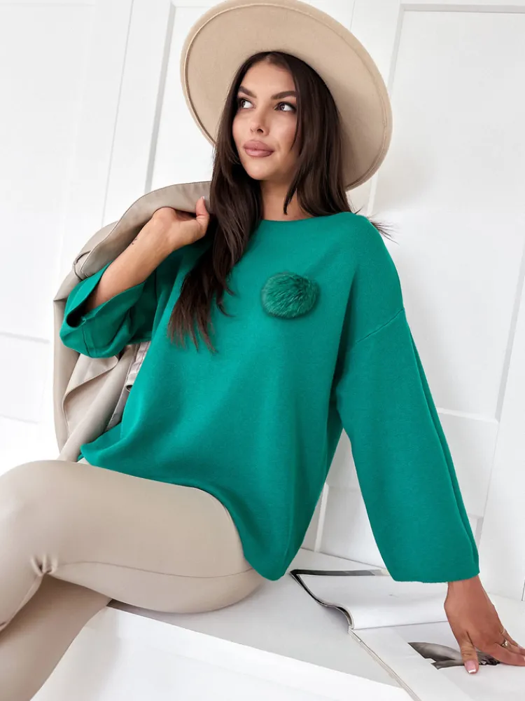 Swetry Damskie>Dstreet Sweter damski oversize GAIA zielony MY2008