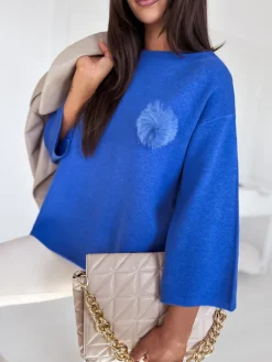 Swetry Damskie>Dstreet Sweter damski oversize GAIA niebieski MY2007