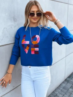 Swetry Damskie>Dstreet Sweter damski oversize HARPER niebieski MY1985
