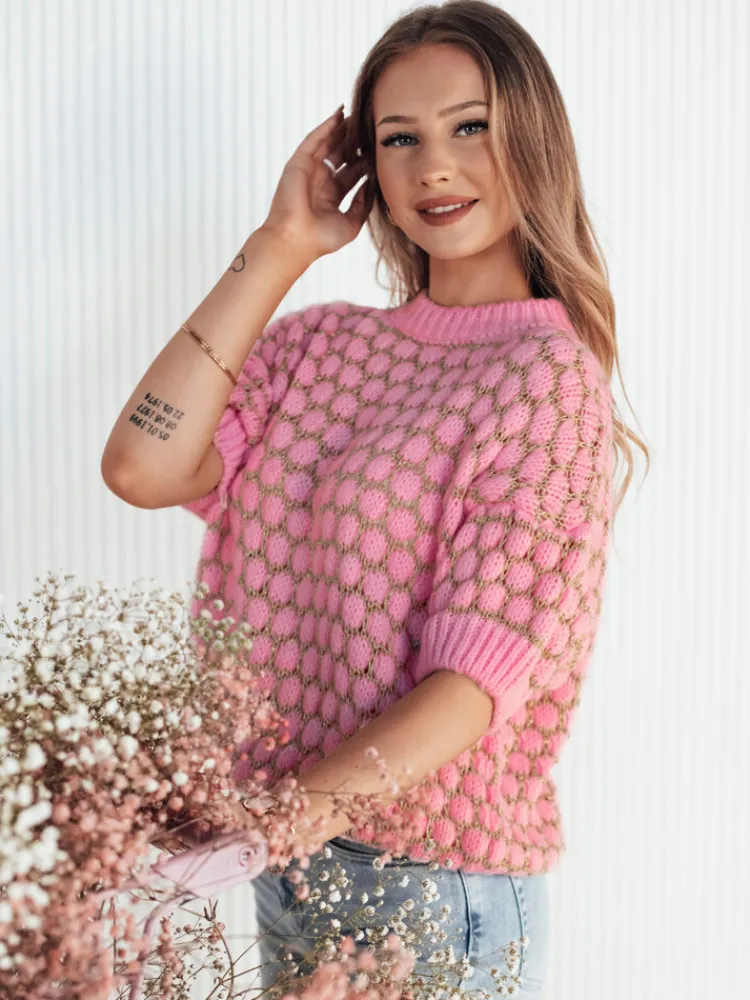 Swetry Damskie>Dstreet Sweter damski oversize PINGOL różowy MY2305