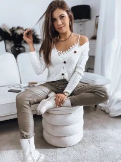 Swetry Damskie>Dstreet Sweter damski RIGLA ecru MY1634