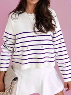 Swetry Damskie>Dstreet Sweter damski VELORIA fioletowy MY2029