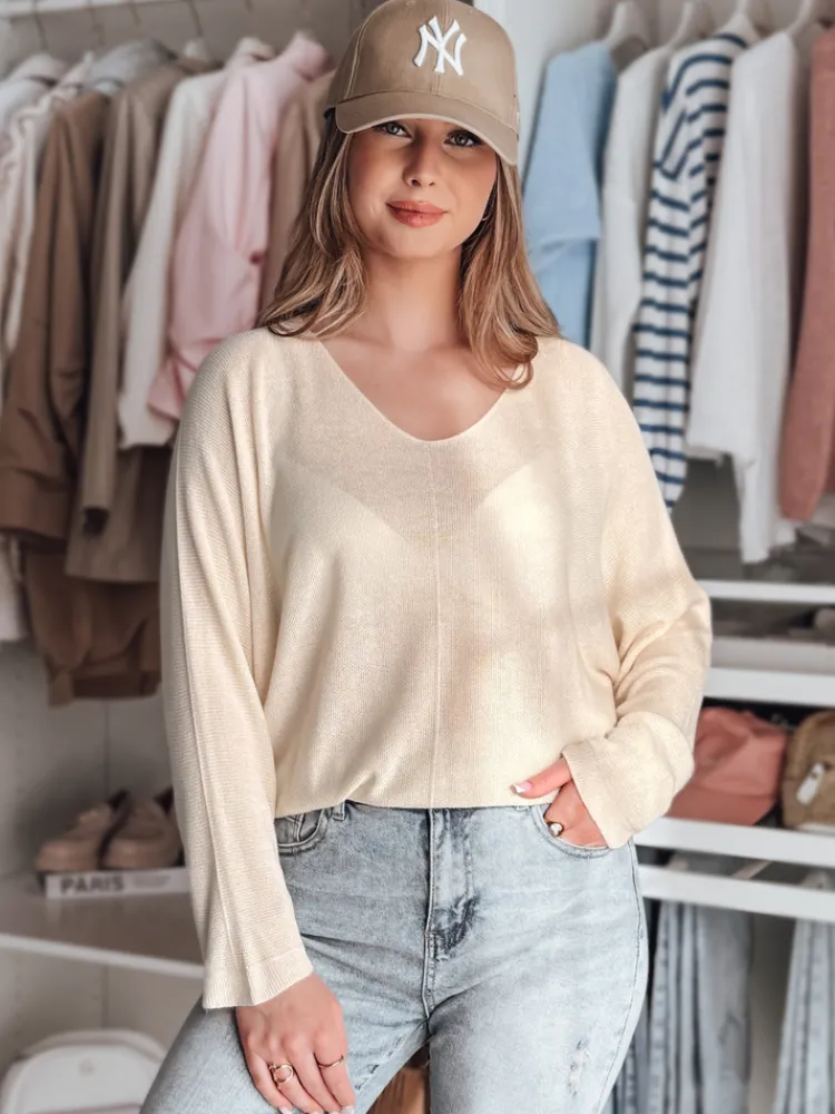 Swetry Damskie>Dstreet Sweter damskie one size oversize NORVAN masełko MY2451