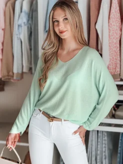 Swetry Damskie>Dstreet Sweter damskie one size oversize NORVAN miętowy MY2454