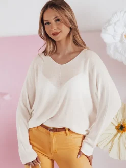 Swetry Damskie>Dstreet Sweter damskie one size oversize NORVAN ecru MY2455