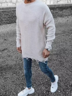 Swetry Męskie>Dstreet Sweter męski beżowy WX1965