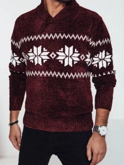 Swetry Męskie>Dstreet Sweter męski bordowy WX2271