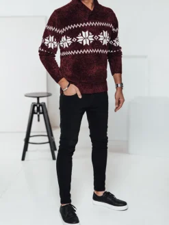 Swetry Męskie>Dstreet Sweter męski bordowy WX2271