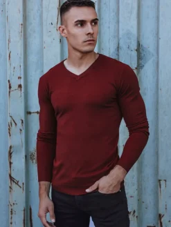 Swetry Męskie>Dstreet Sweter męski bordowy WX1917