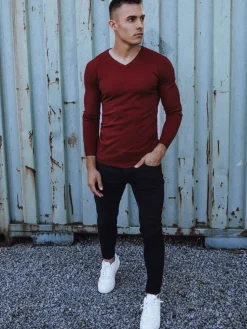 Swetry Męskie>Dstreet Sweter męski bordowy WX1917
