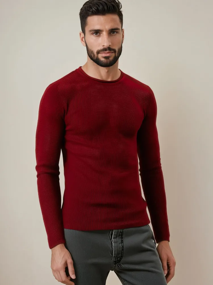 Swetry Męskie>Dstreet Sweter męski bordowy WX2295