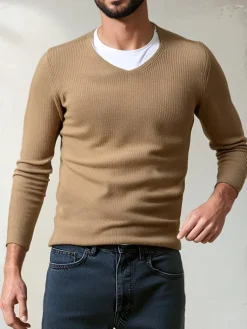 Swetry Męskie>Dstreet Sweter męski brązowy WX2306