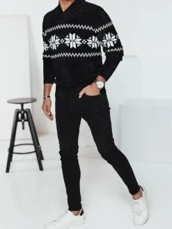 Swetry Męskie>Dstreet Sweter męski czarny WX2268