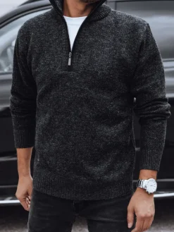 Swetry Męskie>Dstreet Sweter męski czarny WX2198