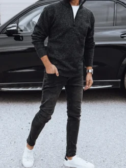 Swetry Męskie>Dstreet Sweter męski czarny WX2198