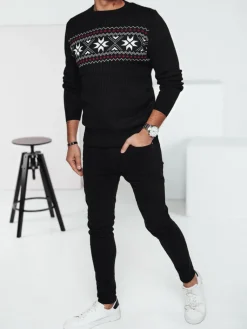 Swetry Męskie>Dstreet Sweter męski czarny WX2276