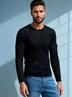 Swetry Męskie>Dstreet Sweter męski czarny WX2312